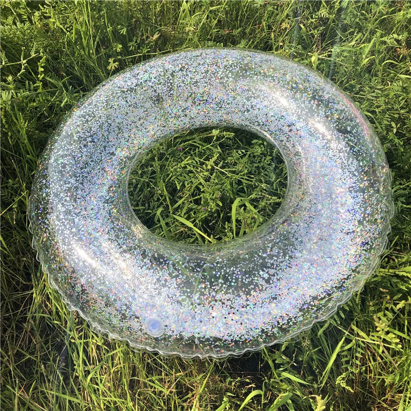 Inflatable Pvc Transparent Feather Water Float Circle Ring Pool Floats Tube Clear Float Swimming Ring