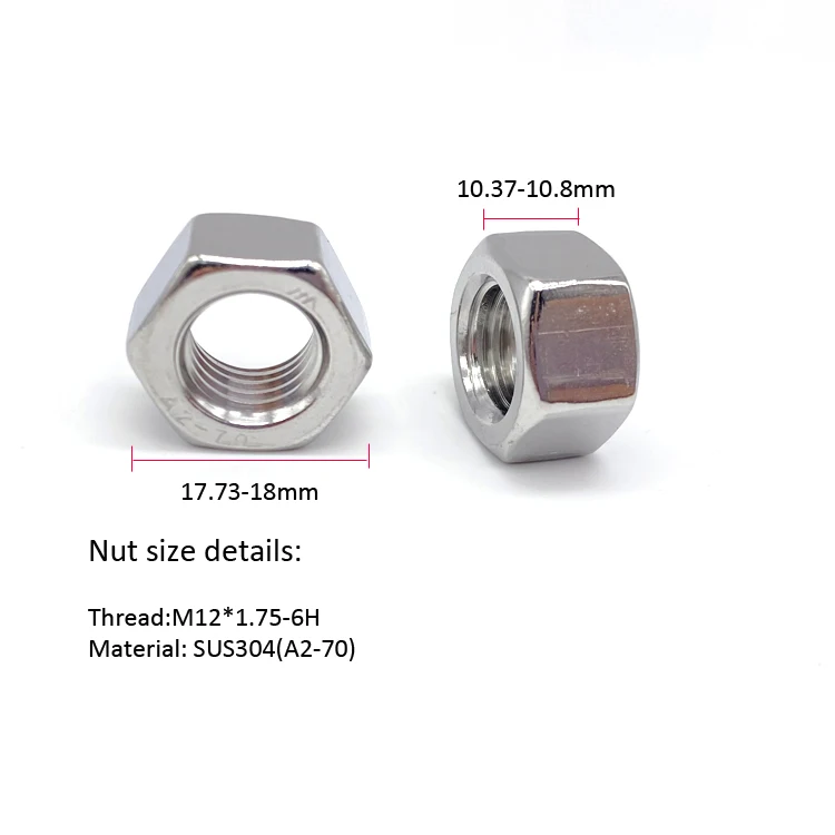 8.8 grade 10.9 high strength steel stainless steel m4 m5 m6 m8 m10 m12 thread din934 iso 4032 hex nut