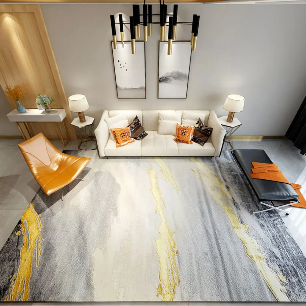 Custom Luxury Nordic Living Room Rugs Gold Luxury Carpet Design Rug Modern Rectangular Area Rug