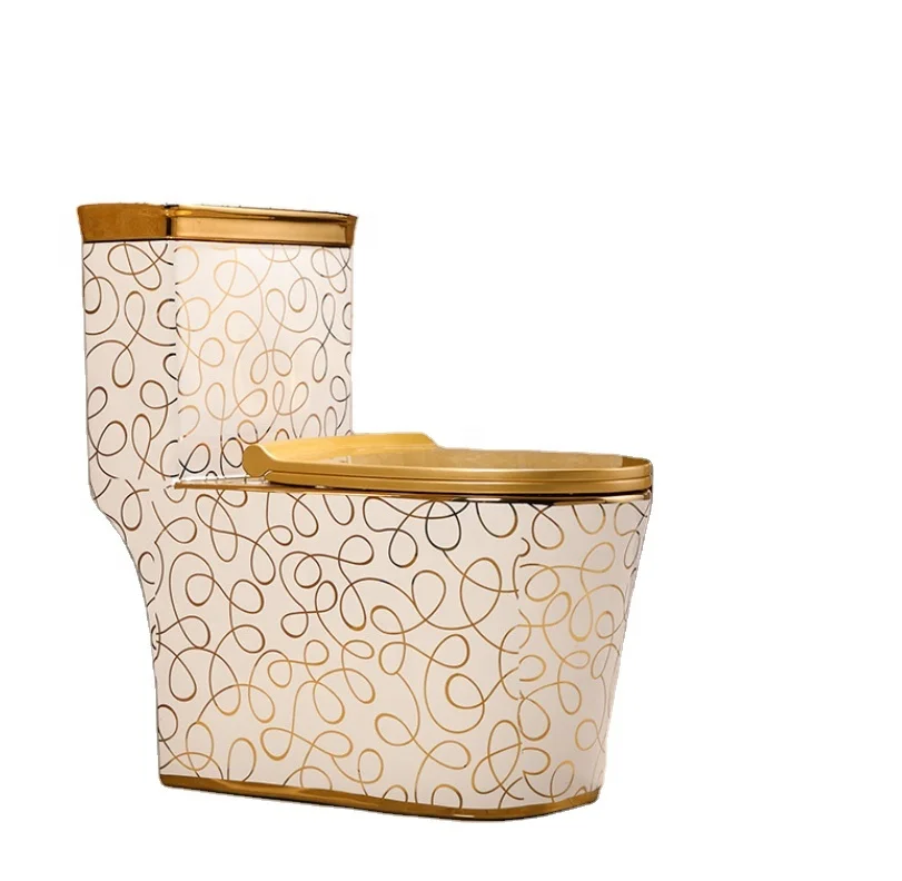 New Design Bathroom Golden Bowl Luxury One-Piece Electroplating King Gold Color Toilet