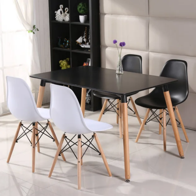 Popular furniture designer cafe chairs white dining tables wooden Scandinavian tulip modern dining tables and chairs set 4