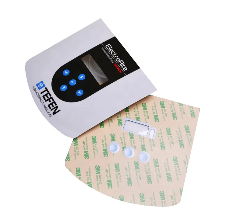 
Custom strong adhesive plastic PC PET PVC button embossed electrical control panel sticker 