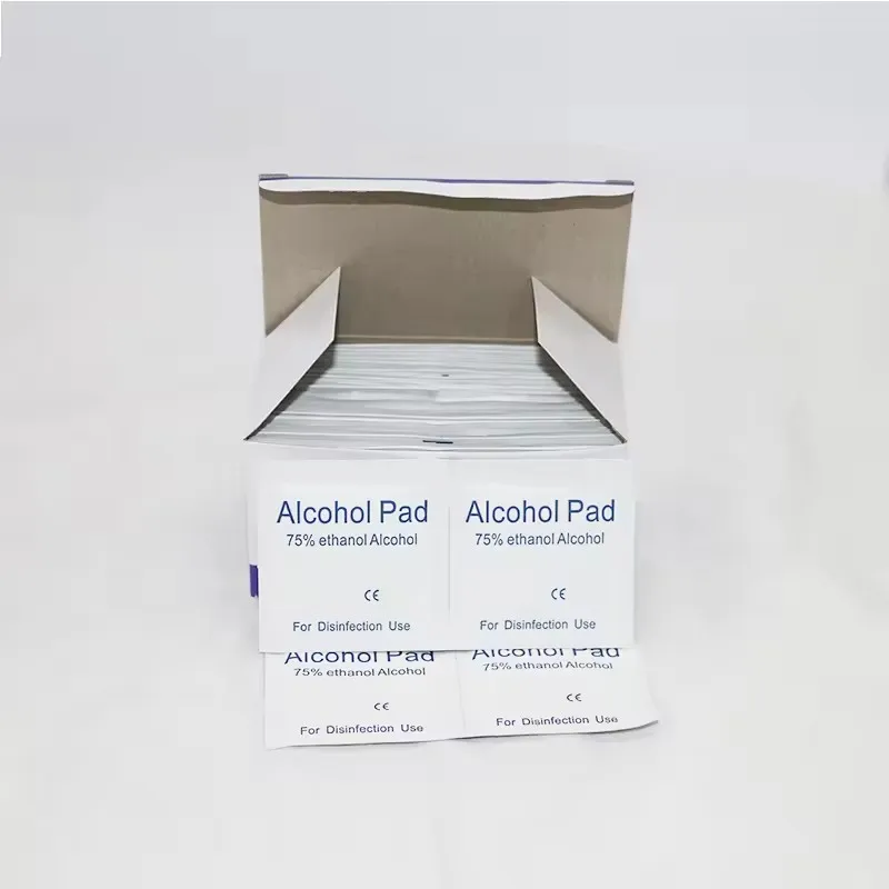 Wholesale 100Pcs Box Custom Ethanol /Ethyl Alcohol Prep Pads Medical Isopropyl 75% Alcohol Hand Sanitizer Wipes Custom Logo