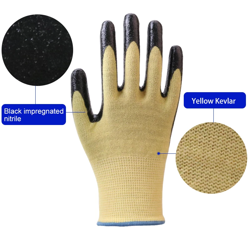 XINGYU Heavy duty rubber gloves Kailaf impregnated black nitrile coated work gloves Safety work gloves