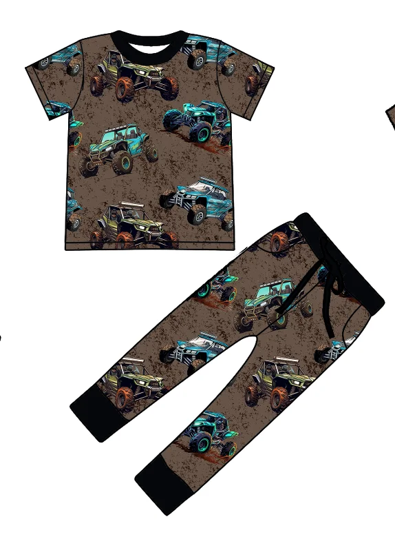 Zs16 Racing car print boys summer boys clothing sets jumpsuit