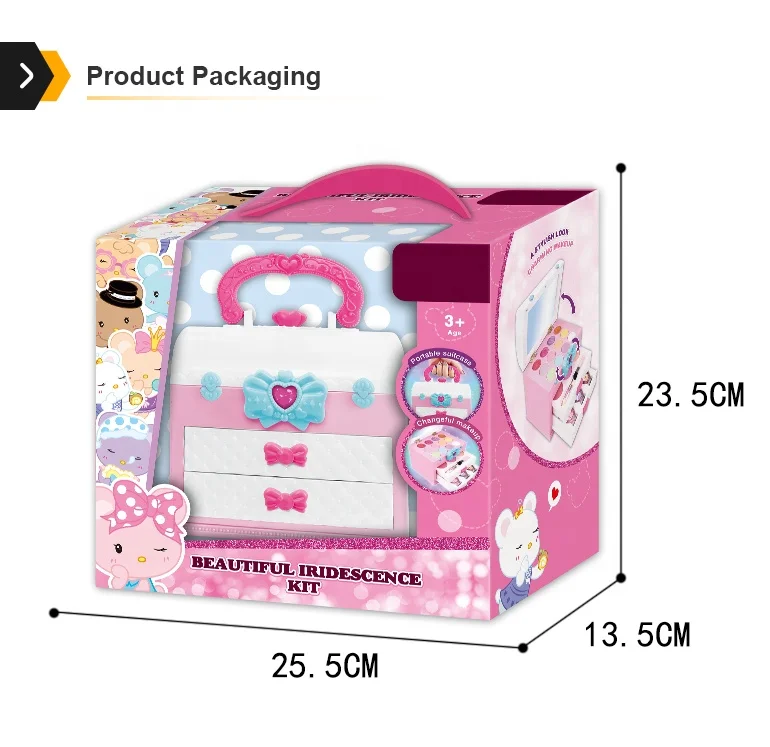 Kids cosmetics products toy set pink beauty case nail polish makeup kits for girls