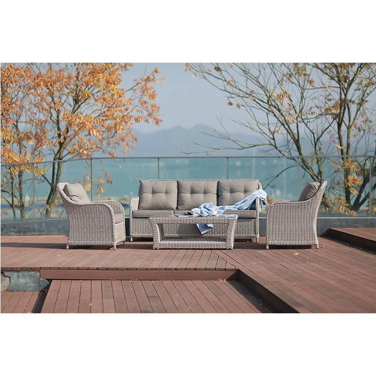 
Modern design popular four piece set courtyard garden furniture outdoor rattan sofa  (1600187115614)