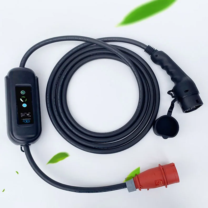 450V AC 11KW  3 Phase 16 Amp  Electric Vehicle Charger Cable With Red CEE For Home Fast Charging
