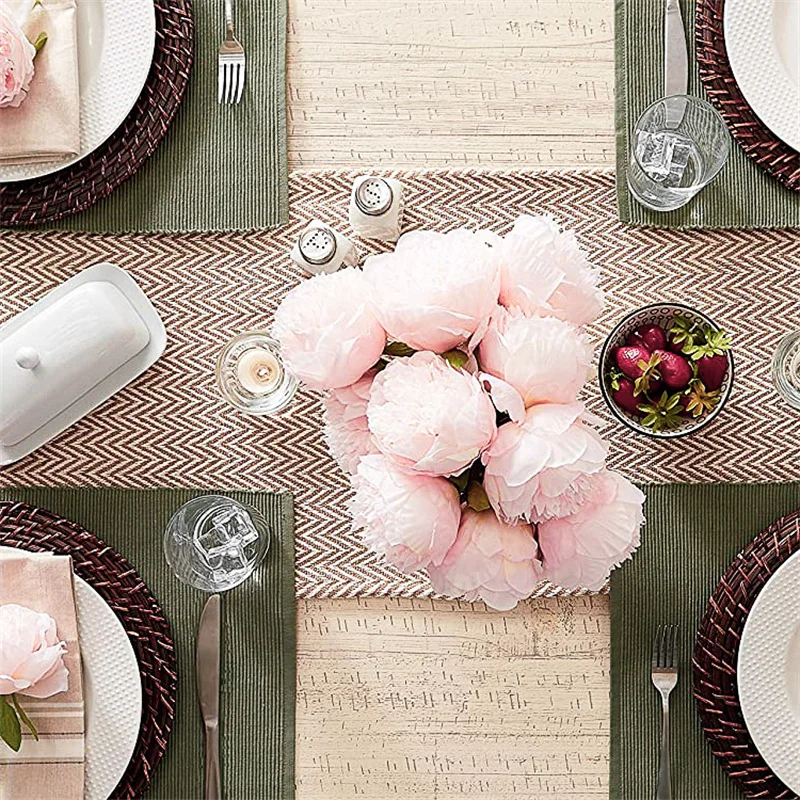 2022 hot selling hand-woven fringed tablecloth Bohemian striped coffee tablecloth