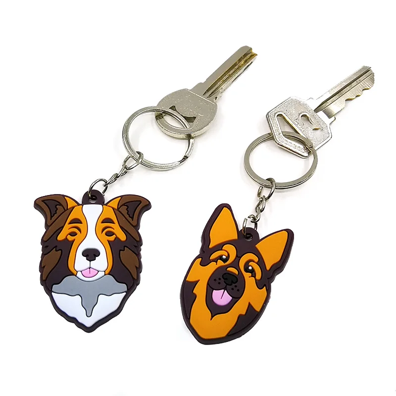 Factory Direct Custom Dog Wholesale Kawaii Plush Toy Silicone Key Ring cat 2D Rubber Key Chain Soft PVC Keychain