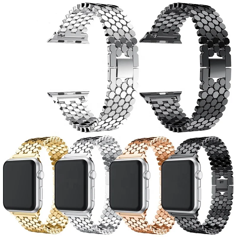 Fish Scale Zinc Alloy Strap Apple Smart Watch 12345 Bracelet Wholesale Price Get Goods 4 Colors Available For iwatch