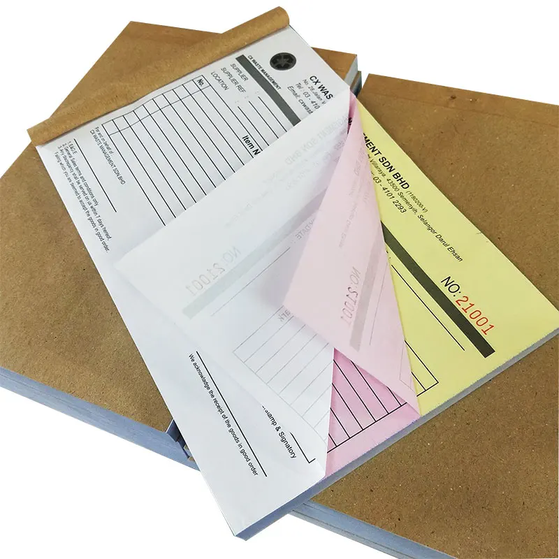 A4 A5 A6 NCR White Pink Yellow Blue Green Tip Glued Padded Top Loose Writing Shield Grey Board Back Cuadernos Invoice Note Pad