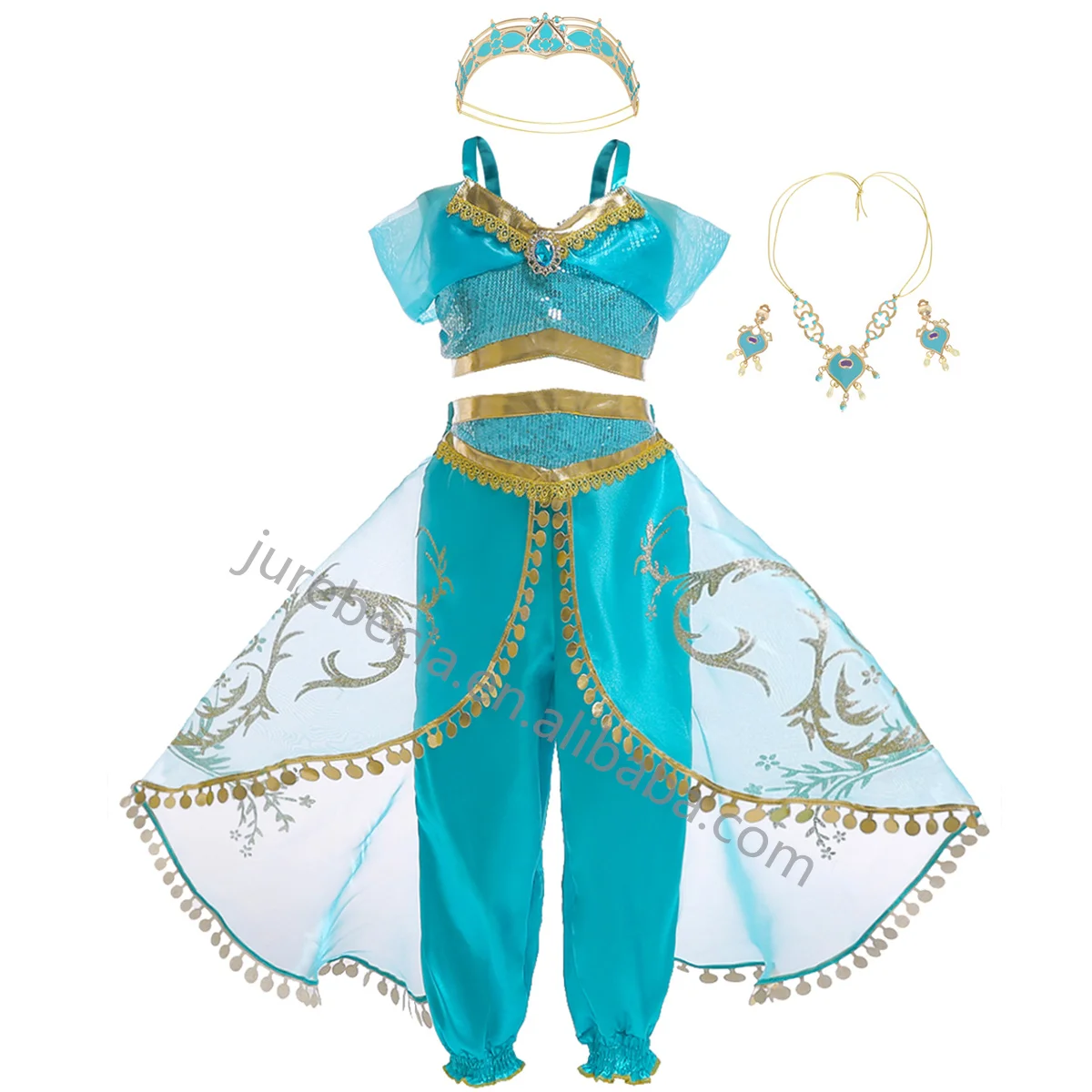 TV & Movie Costumes Halloween Carnival Christmas Two-Piece Children Aladdin Girls Dance Jasmine Princess Cosplay Costume