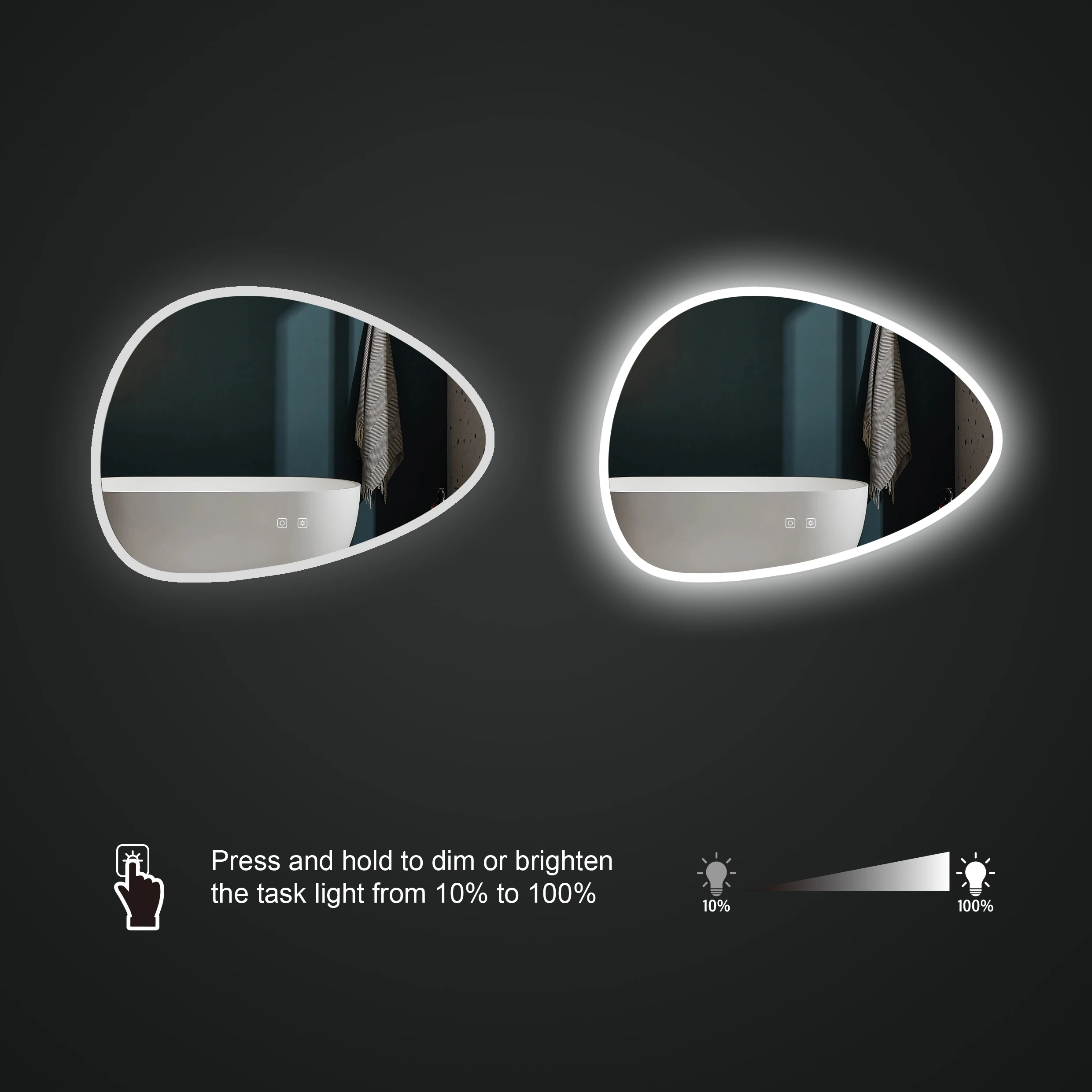 Modern Bathroom LED Smart Mirror Wall-Mounted Irregular Hanging Makeup Mirror Bright LED Light Waterproof Decorative Bathroom