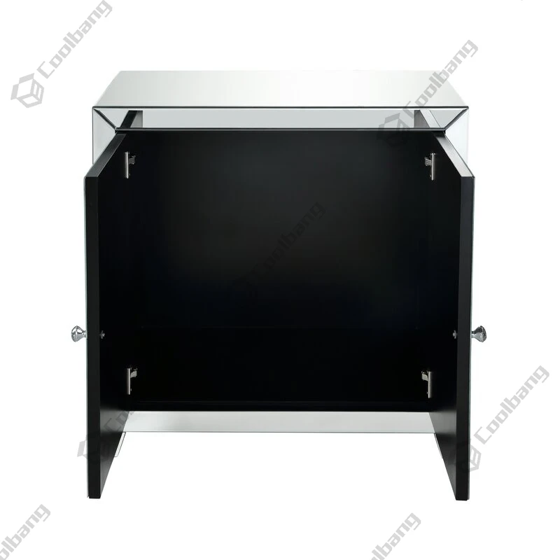 Diamond Buffet Floating Crushed Crystal Mirrored Sideboard with Handles