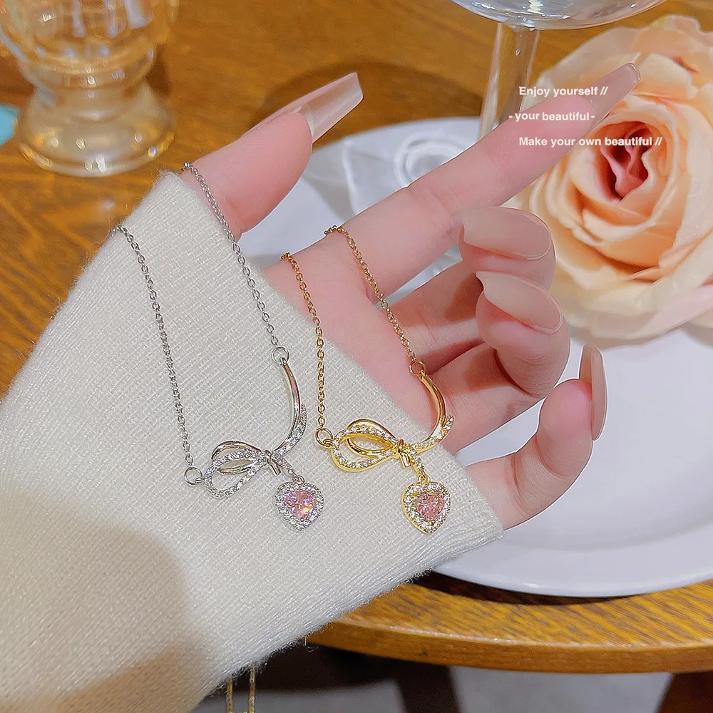 Simple Heart Necklace Multicolor Elegant Luxury Temperament Women Daily Romantic Necklace For Women Party Jewelry