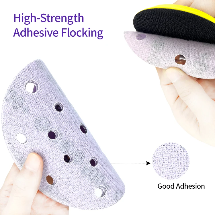 ceramic abrasive disc 6 inch 15 holes 150 mm hook and loop sand paper automotive sandpaper purple sanding disc