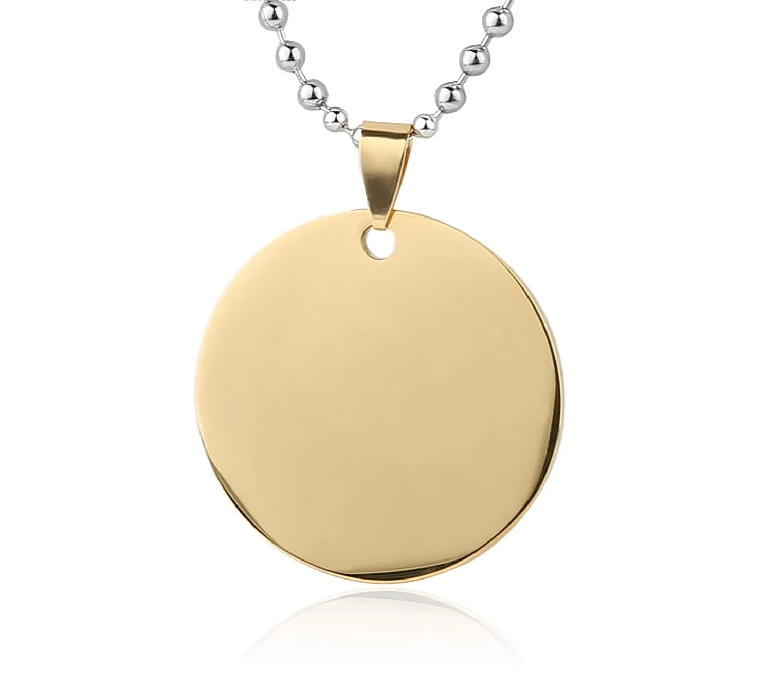Stainless steel round pendant blank round brand titanium steel brand dog brand metal pendant vacuum plating gold medal