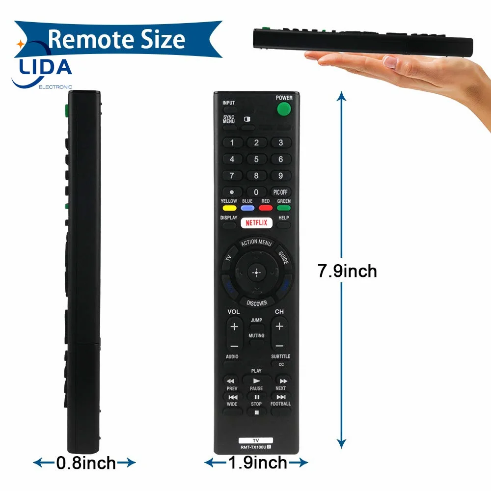 RMT-TX100U - Replacement Tv Remote Control Universal For All Sony Bravia LCD LED HD smart TVs with Netflix shortcut buttons
