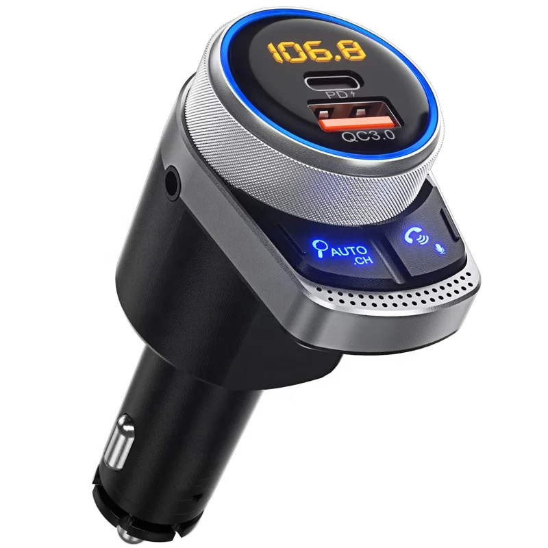 FM Transmitter Bluetooth in-car Auto Search Radio Frequency Wireless Car kit Adapter Type-C PD 20W QC3.0 Quick Charge car MP3