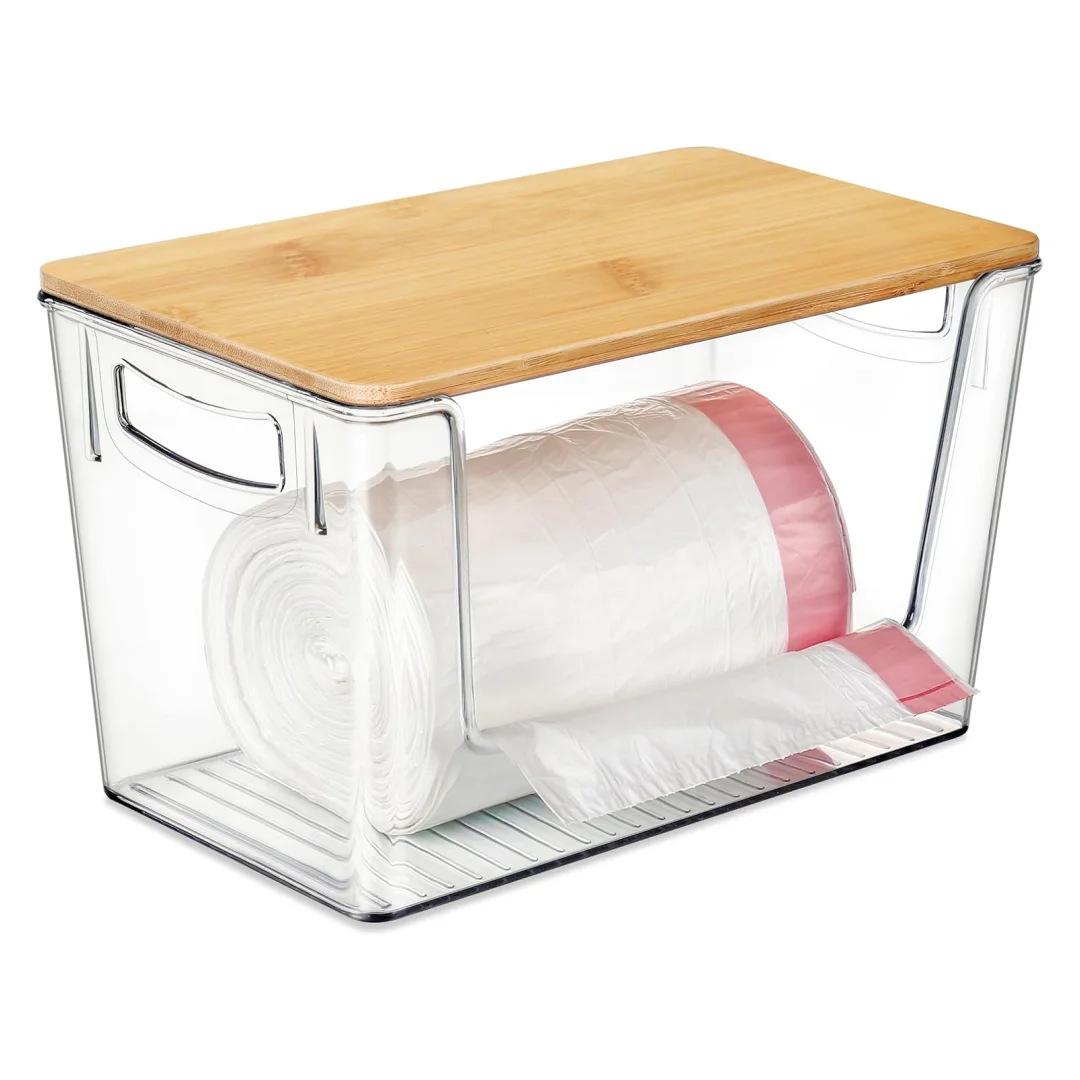 Очень большой держатель для мусорного мешка с крышкой Hudgan акриловый мусорный мешок ручками кухонной столешницы под раковину