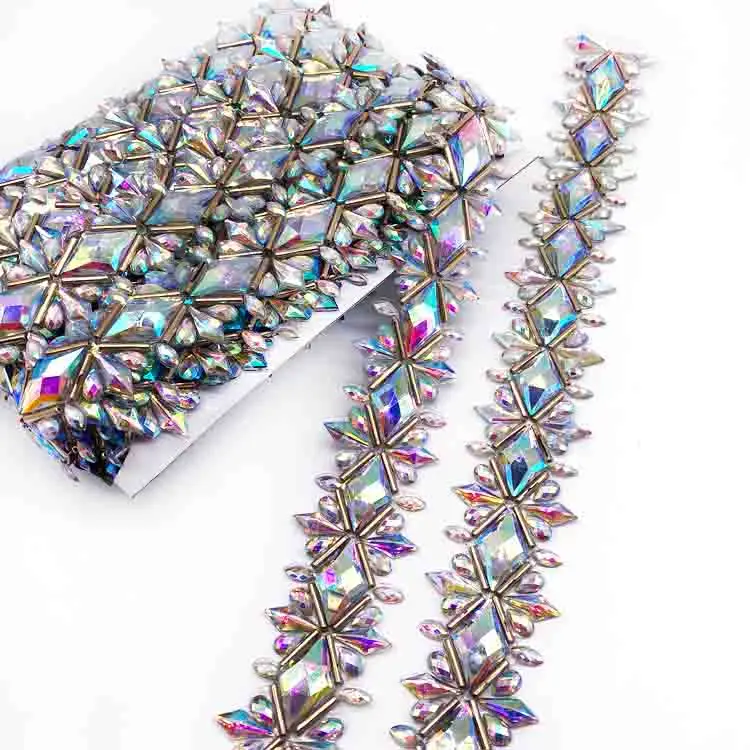 Customized carnival shoes accessories hot fix crystal trimmings for Performance dress carnival 2025