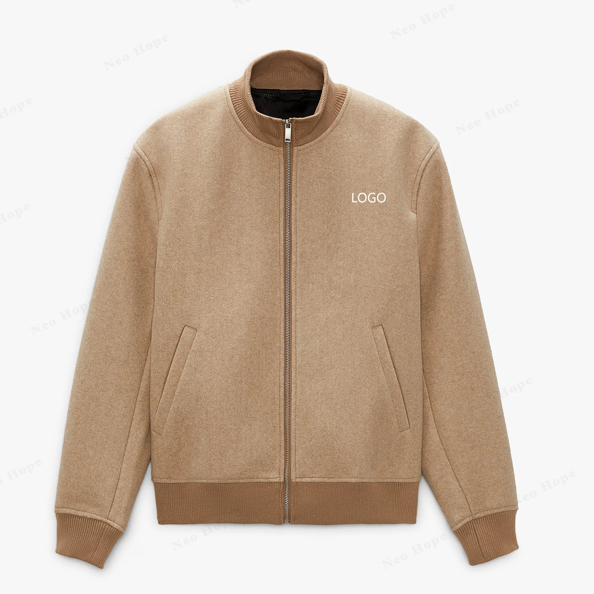 Wholesale Custom Logo Embroidery Men Comfy Waterproof Outerwear Plain Blank 100% Polyester Men Casual Basic Bomber Jackets