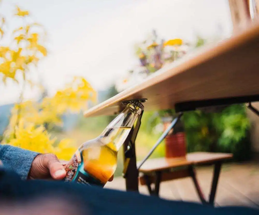 Mesa Comedor Folding Portable  Wine Glass Holder  100% Natural Wood Bamboo Table For Traveling Outdoors Use