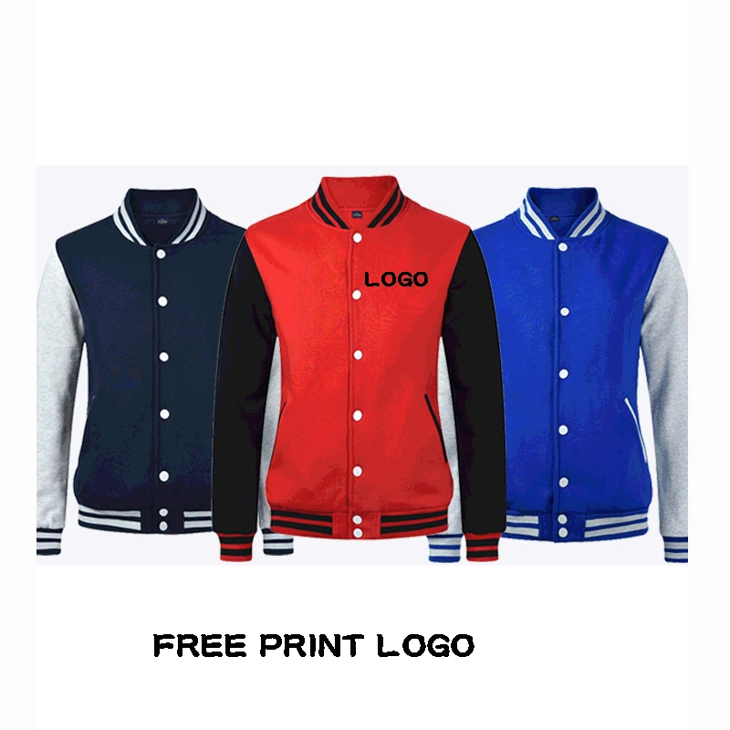 Free shipping Factory Custom Wholesale Baseball Style Hip Hop Men & Women Turtleneck Plus Size Unisex Jackets crop top