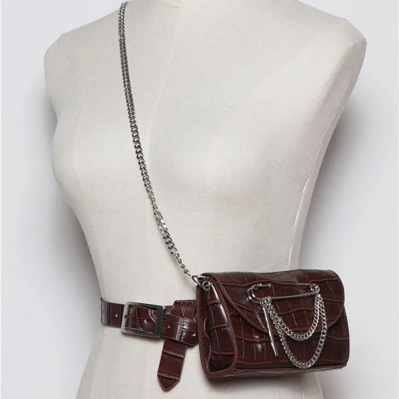 Fast Delivery Minimalist Alligator Pattern Chain Mini Lipsticks belt Bag Women Wholesale