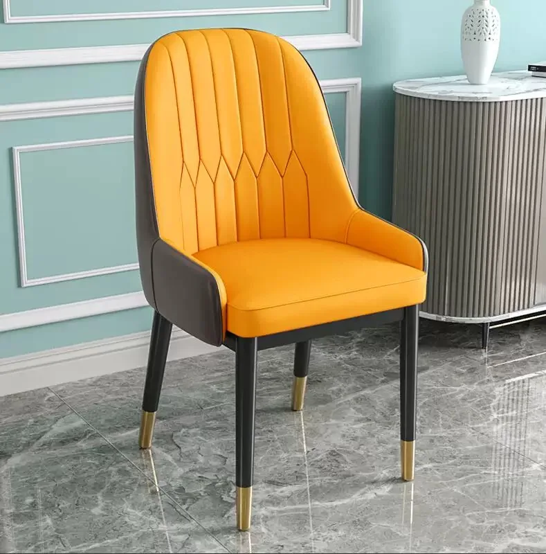 Dining Furniture Pu Leather Dining Chairs Multi Color Upholstered Soft Armchair Modern Simple Household Leisure Hotel Chair