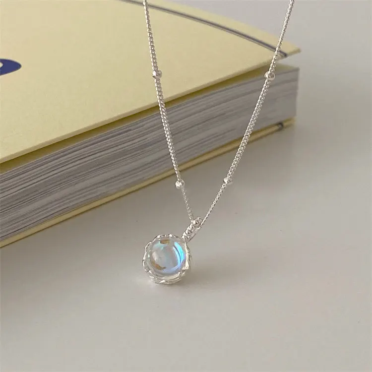 High End Moonstone Pendant Necklace 925 Silver Natural Stone Necklace Fashion Jewelry For Girls