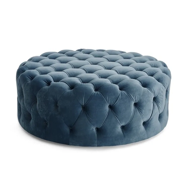 American velvet fabric shoes stool French cloakroom stool Ottoman shop Luxury sofa Living room Round tea table stool