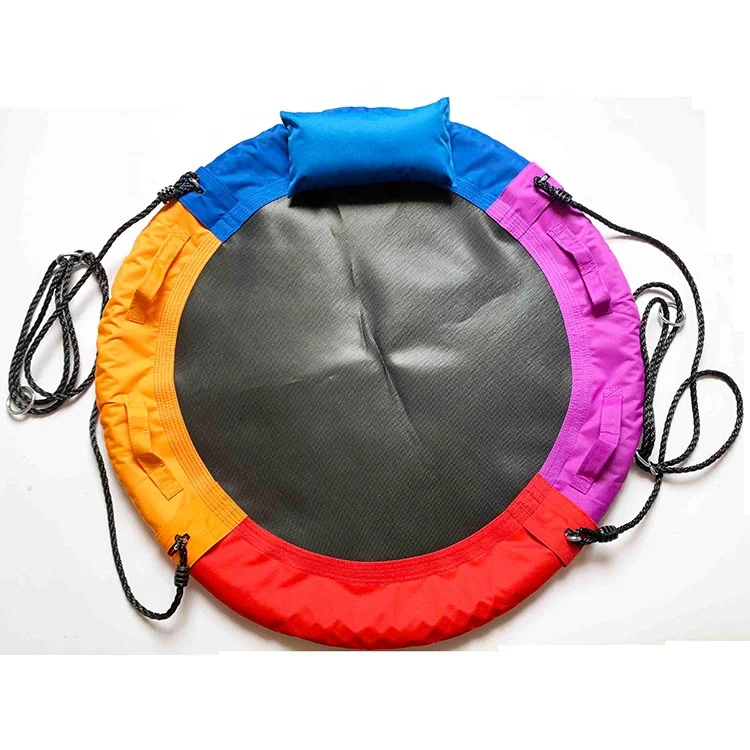 CE Approved Outdoor Portable Kids Round Saucer Tree Swing with Head Pillow and Hand Grip