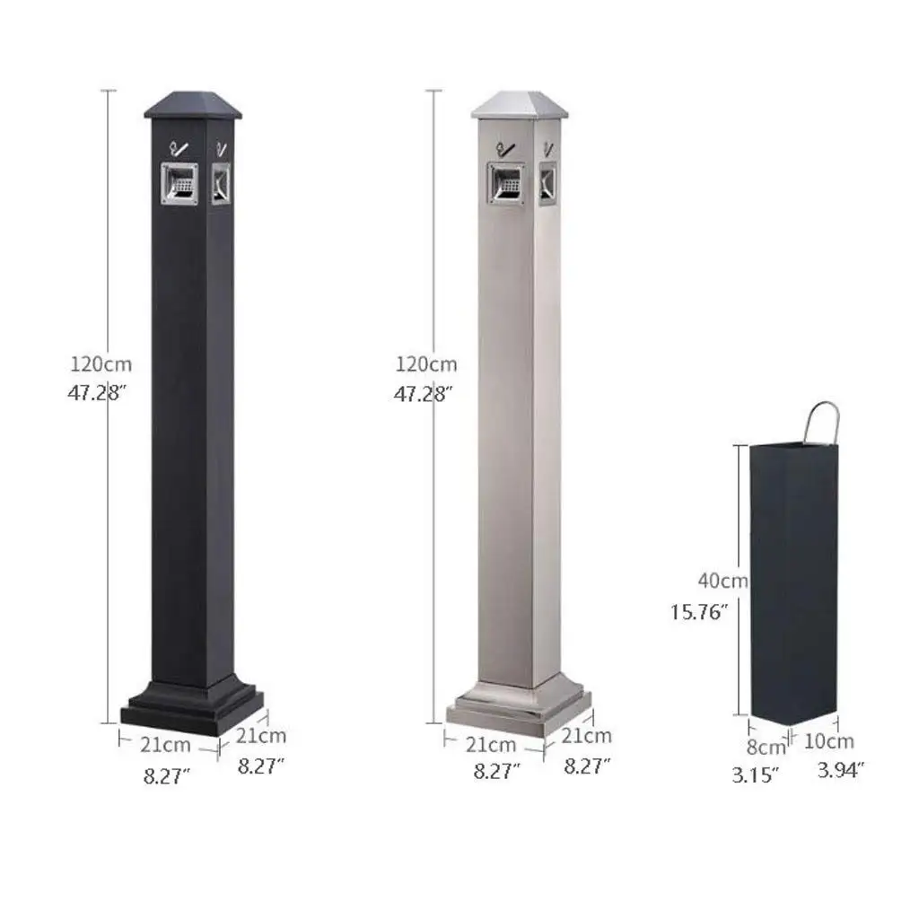 Stainless Steel Soot Column Ashtray for Shopping Malls Hotels Vertical Cigarette Butt Pedicle Outdoor Trash Can Floor Ash Column