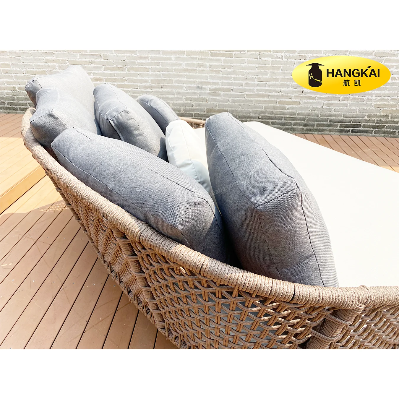 Garden Hotel Pool Patio Balcony furniture brushed aluminum rope woven sun lounger outdoor leisure daybed