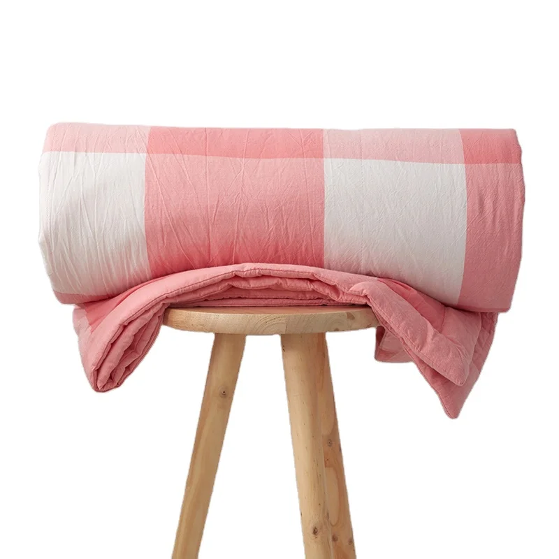 
washed 100 cotton yarn dyed super soft quilt korean style summer bedding quilt 