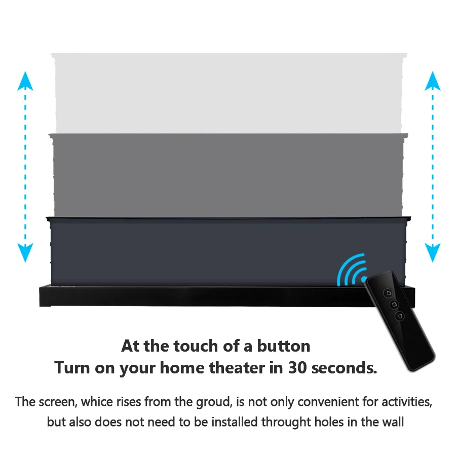 SCREEN PRO 135 inch electric floor rising alr ust screen for 4K Laser Projector motorized Ultra short throw movie screen