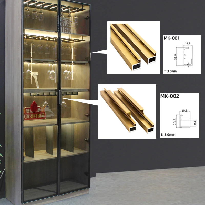 Simple Design Wardrobe Aluminum Profiles Handles And Frame Profile Glass Door Cabinet