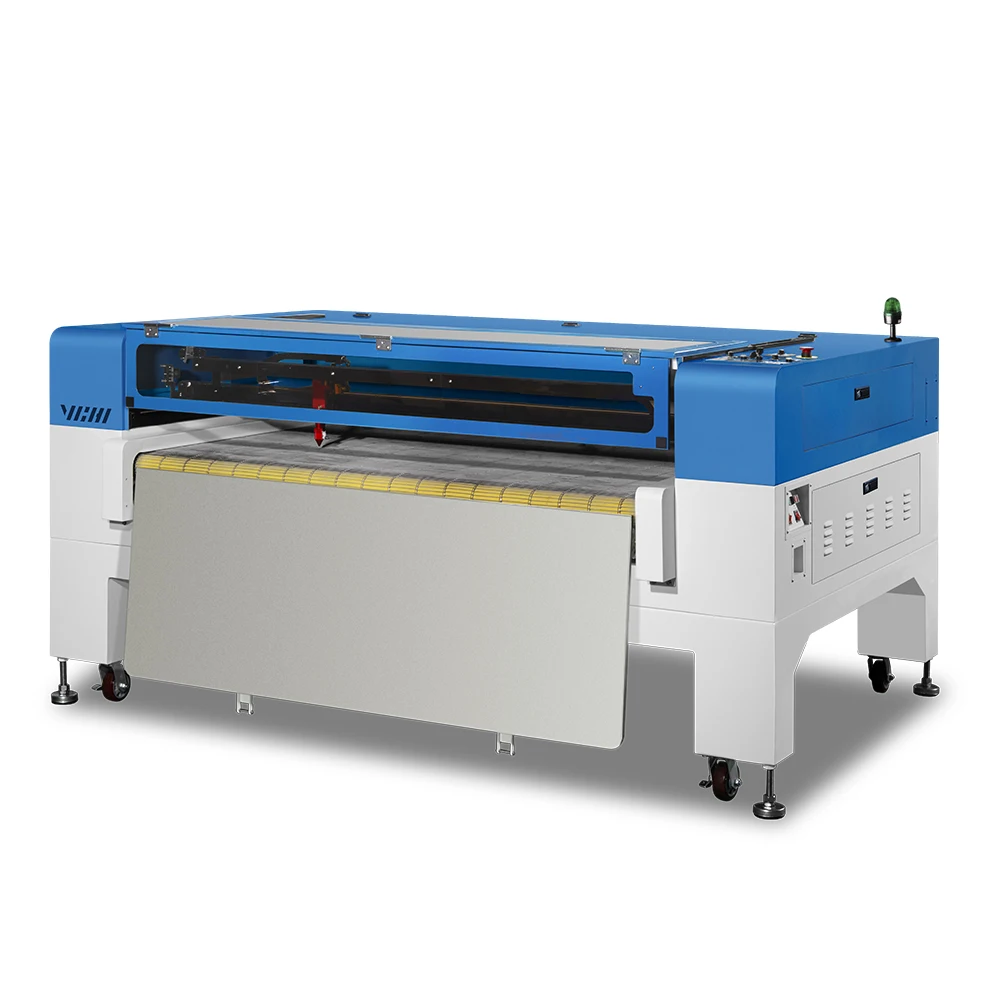 90W Two Head Async CNC Laser Cutting Machine for Embroidery Woven Printing Label Tag