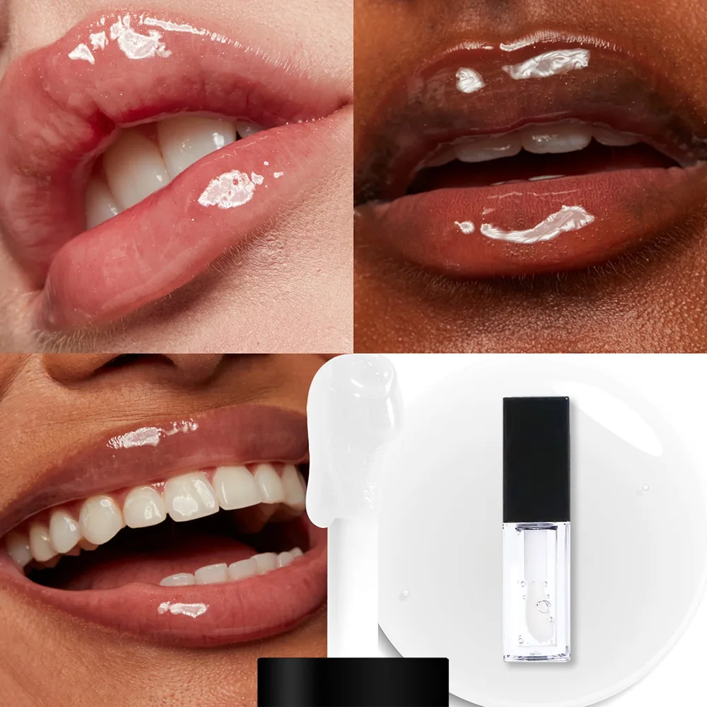 Private Label Vegan Lip Gloss Base Organic Moisturizing Lip Oil with Glitter Plumping Fruit Formula Luxury Makeup Lip Care