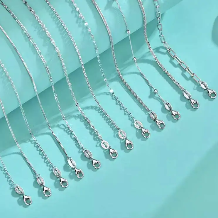 Custom 925 Sterling Silver Italy Link Chain Set Lobster Clasp Adjustable Snake Bone Sweater Chains Necklace Fashion Jewelry
