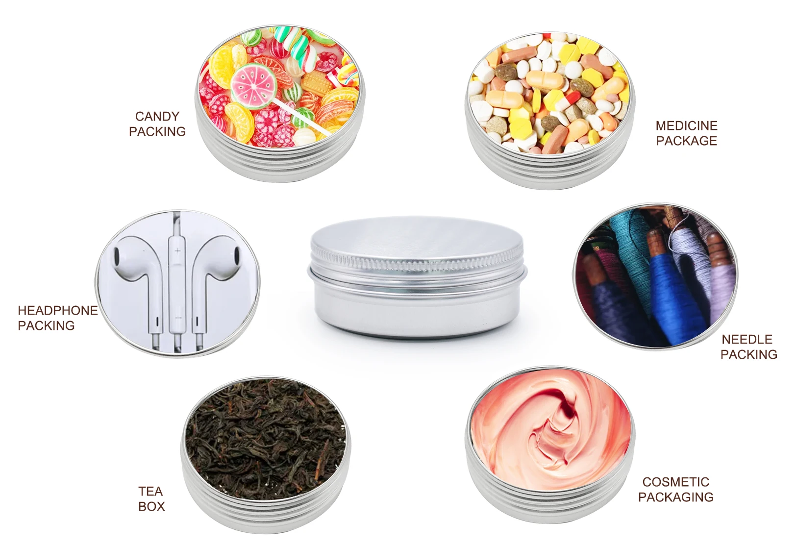 Aluminum Jar 10Ml 50Ml 60Ml 100Ml 120Ml 150Ml 200Ml 2oz 8Oz Metal Tin Cosmetic Candle Containers Aluminum Jar
