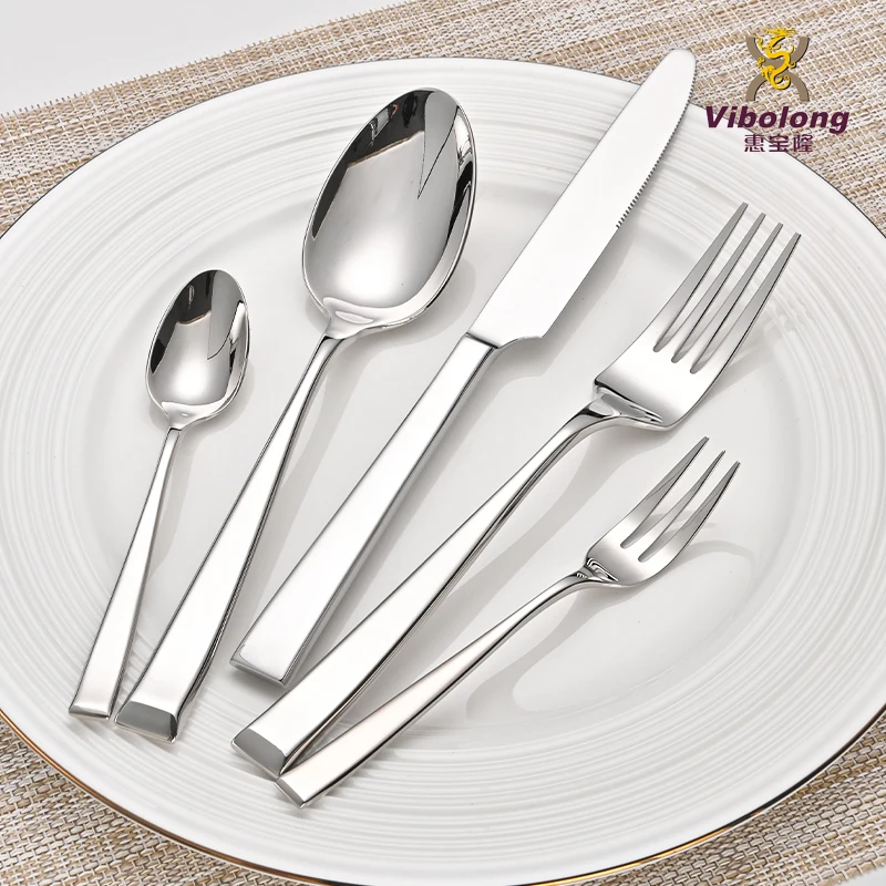 Wholesale restaurant cutlery 304 Silver Tableware  dinner spoons forks and knife stainless steel cutlery for wedding