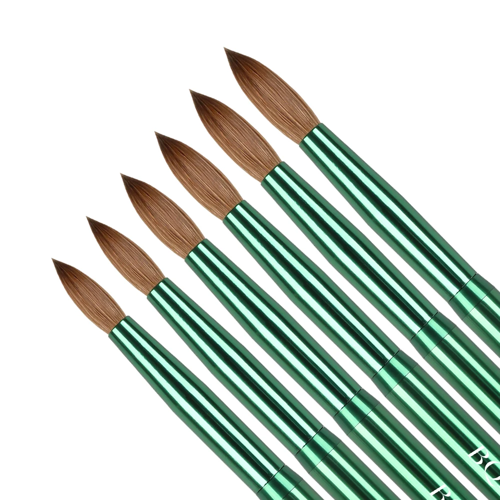 BQAN Custom Painting Metal Handle Acrylic Brush Set Round 100 Pure Kolinsky Acrylic Nail Brush Size 6 8 10 12 14 16