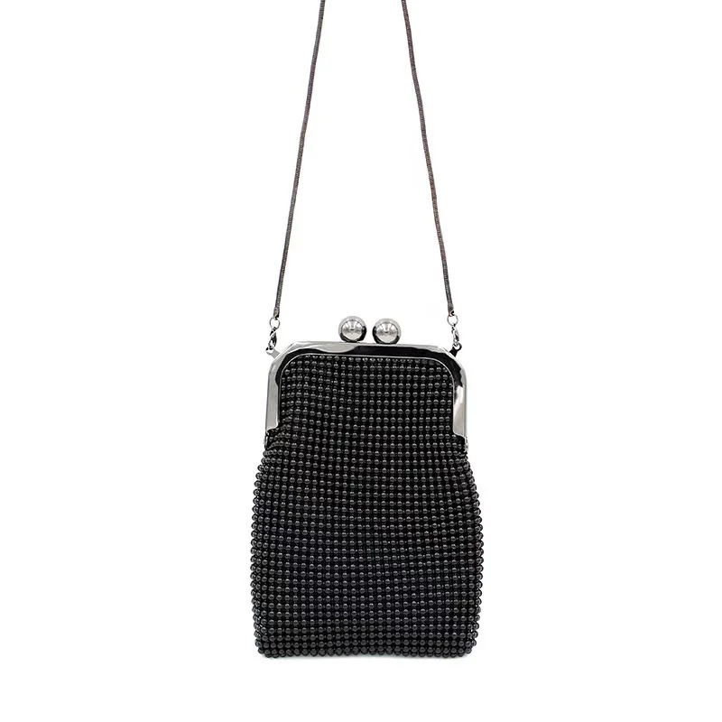 
Women Ball Mesh Metal Clasp Chain Bag Money Clutch 