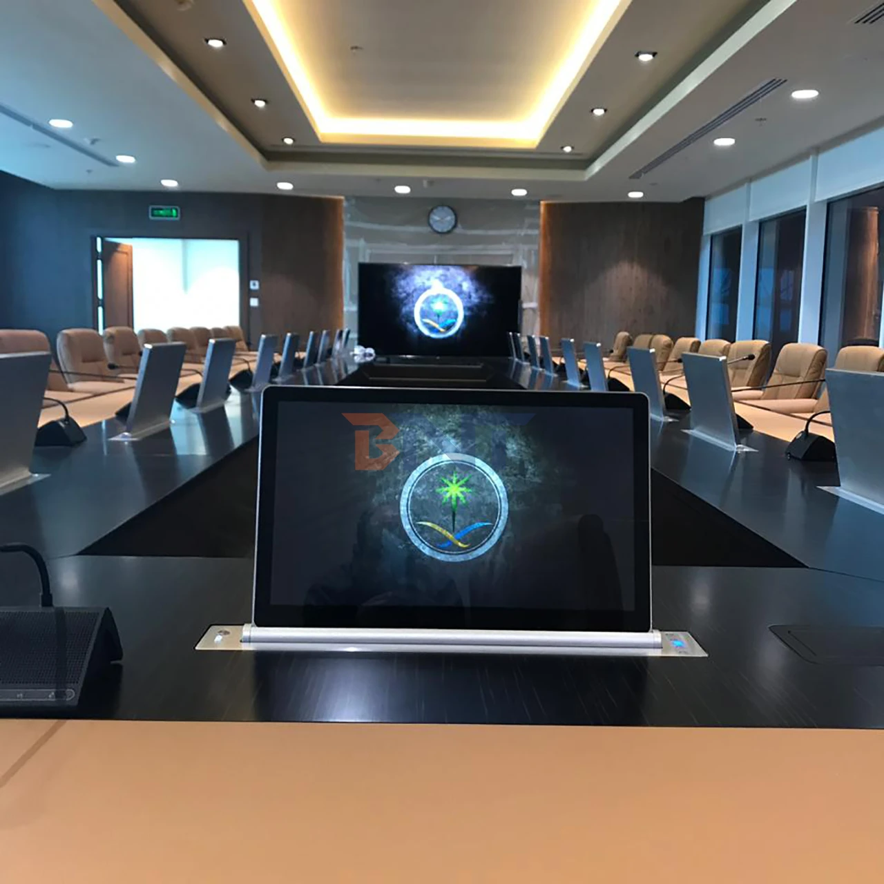 BNT conference system ultra thin LCD LED monitor lift customized touch screen paperless meeting with camera