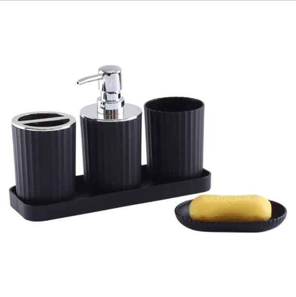 Custom Logo Bathroom Accessories Five-piece Suit Set Tooth-Brushing Cup Press Emulsion Bottle Sets