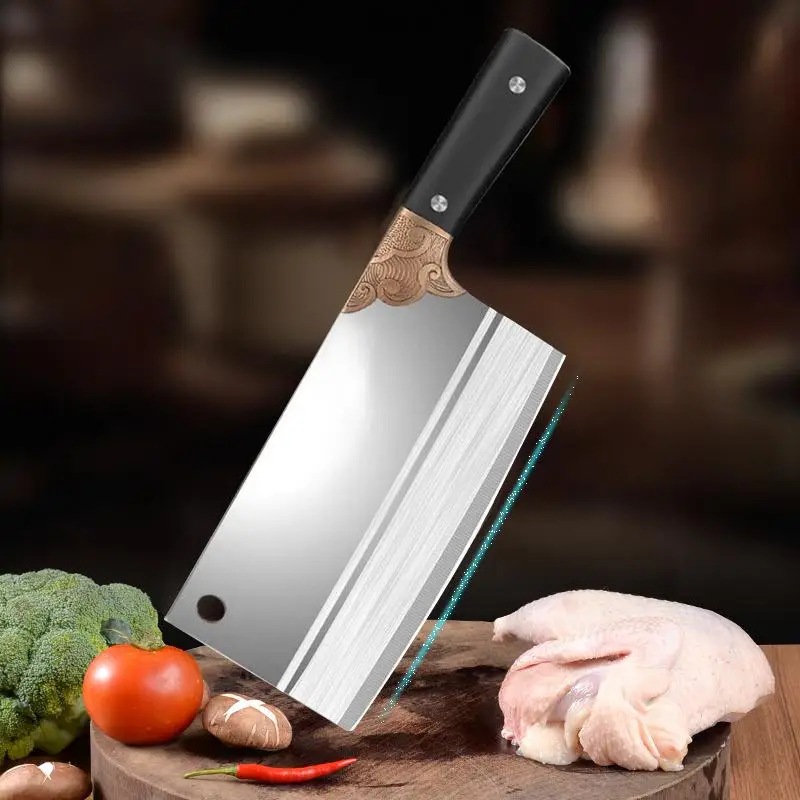Professional 3Cr13 Steel Meat Butcher Cleaver Stainless Steel Kitchen Knife Stainless Steel Handle Ladies Bone Chopping Slicing