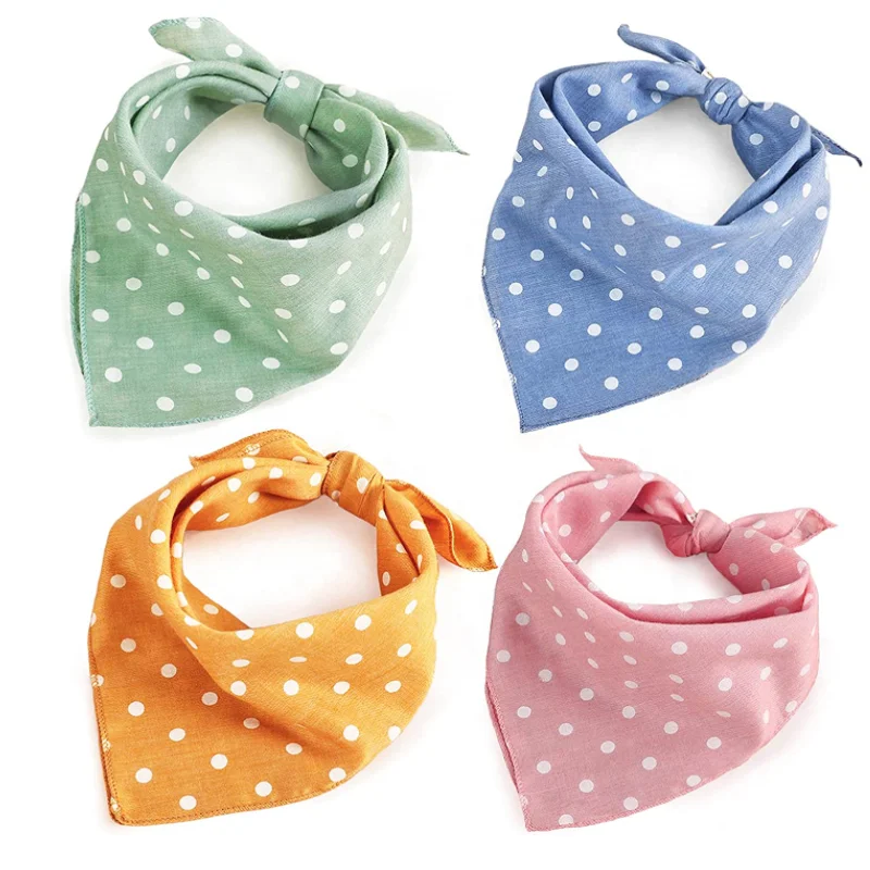 Washable Dog Bandanas Birthday Gift Soft Cotton Puppy Kerchief Adjustable Scarf for Pup Cat Pet